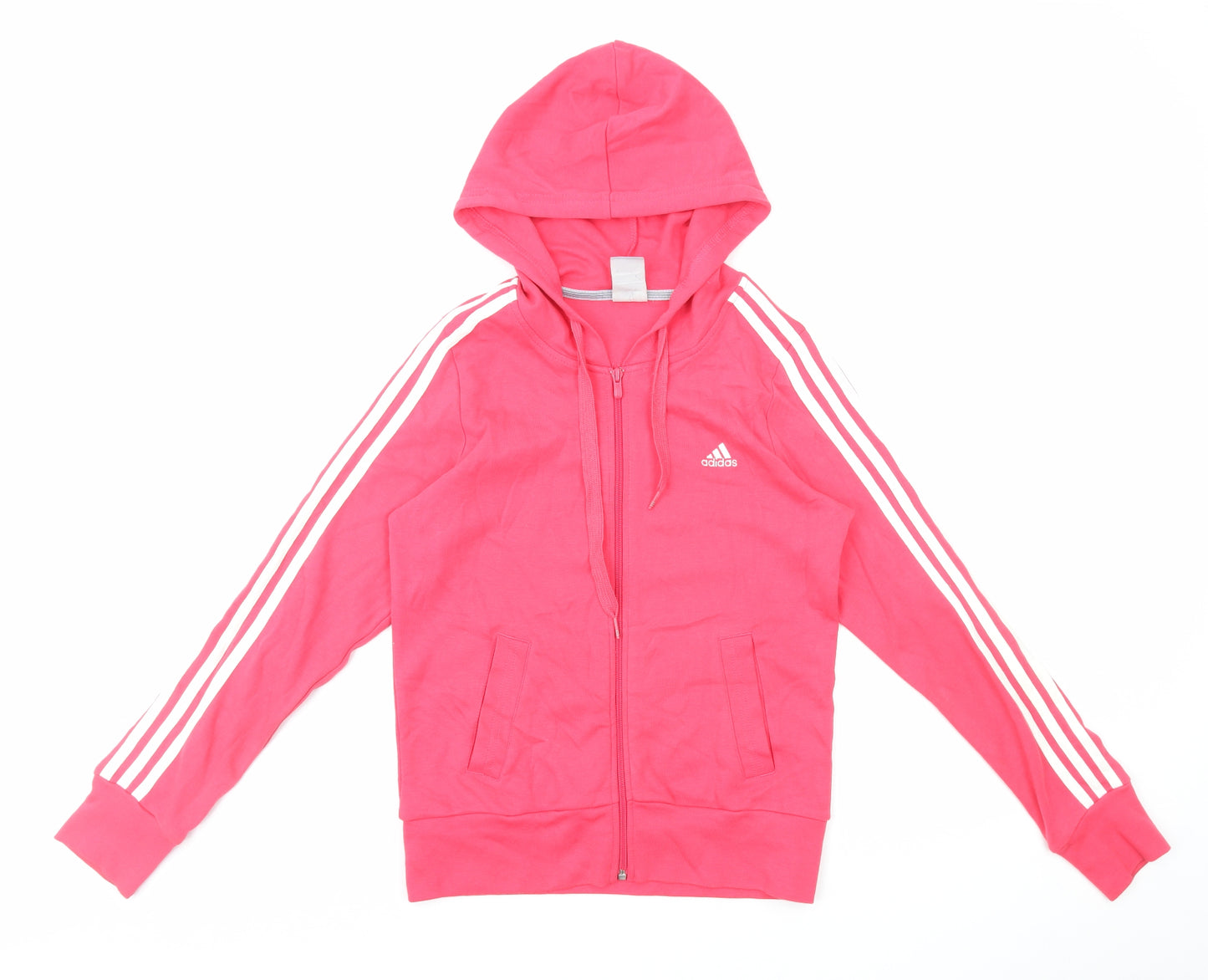 adidas Womens Pink Cotton Full Zip Hoodie Size 12 Zip