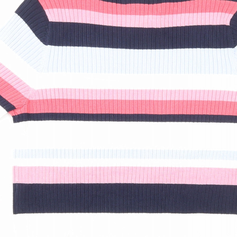 Marks and Spencer Womens Multicoloured Polka Dot Viscose Basic T-Shirt Size 12 Round Neck
