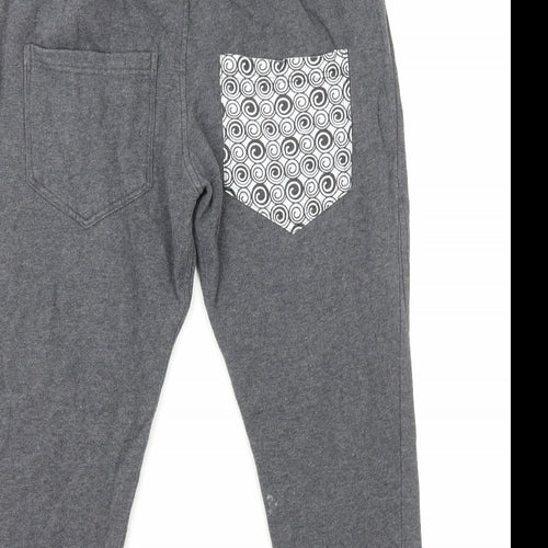 Amy Womens Grey Cotton Sweatpants Trousers Size S L23 in Regular Drawstring