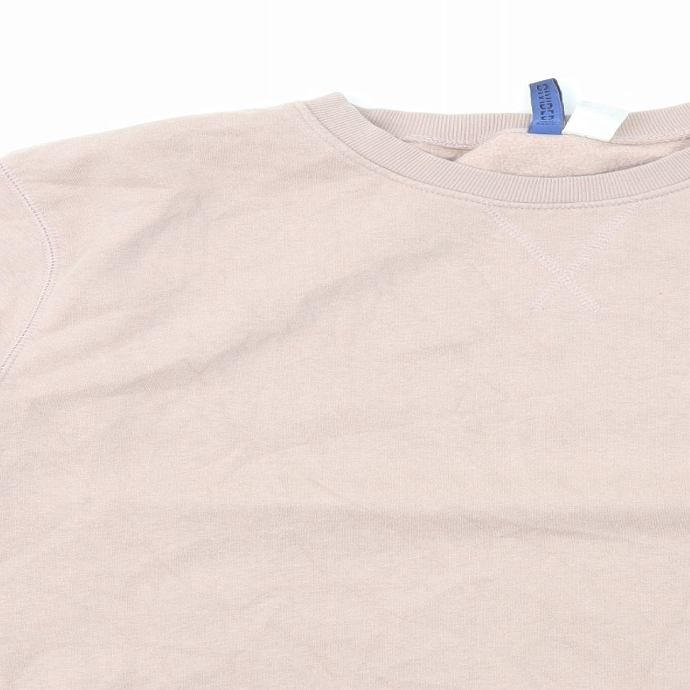 H&M Mens Pink Herringbone Cotton Pullover Sweatshirt Size XL