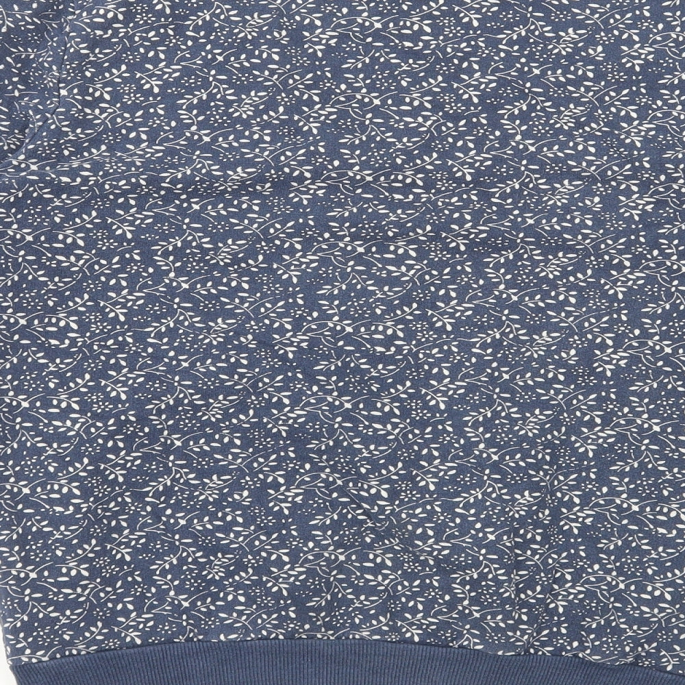 New Look Mens Blue Floral Cotton Pullover Sweatshirt Size S