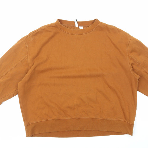 H&M Womens Orange Cotton Pullover Sweatshirt Size S Pullover