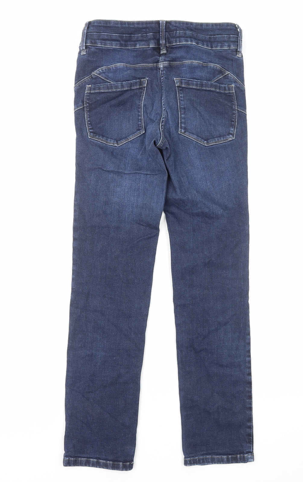 Marks and Spencer Womens Blue Cotton Straight Jeans Size 10 L28 in Regular Zip