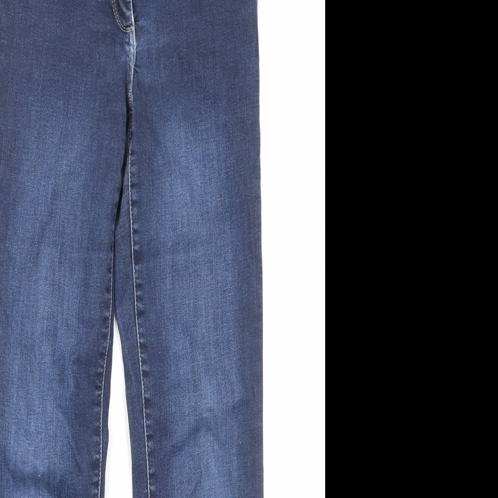 Marks and Spencer Womens Blue Cotton Straight Jeans Size 10 L28 in Regular Zip