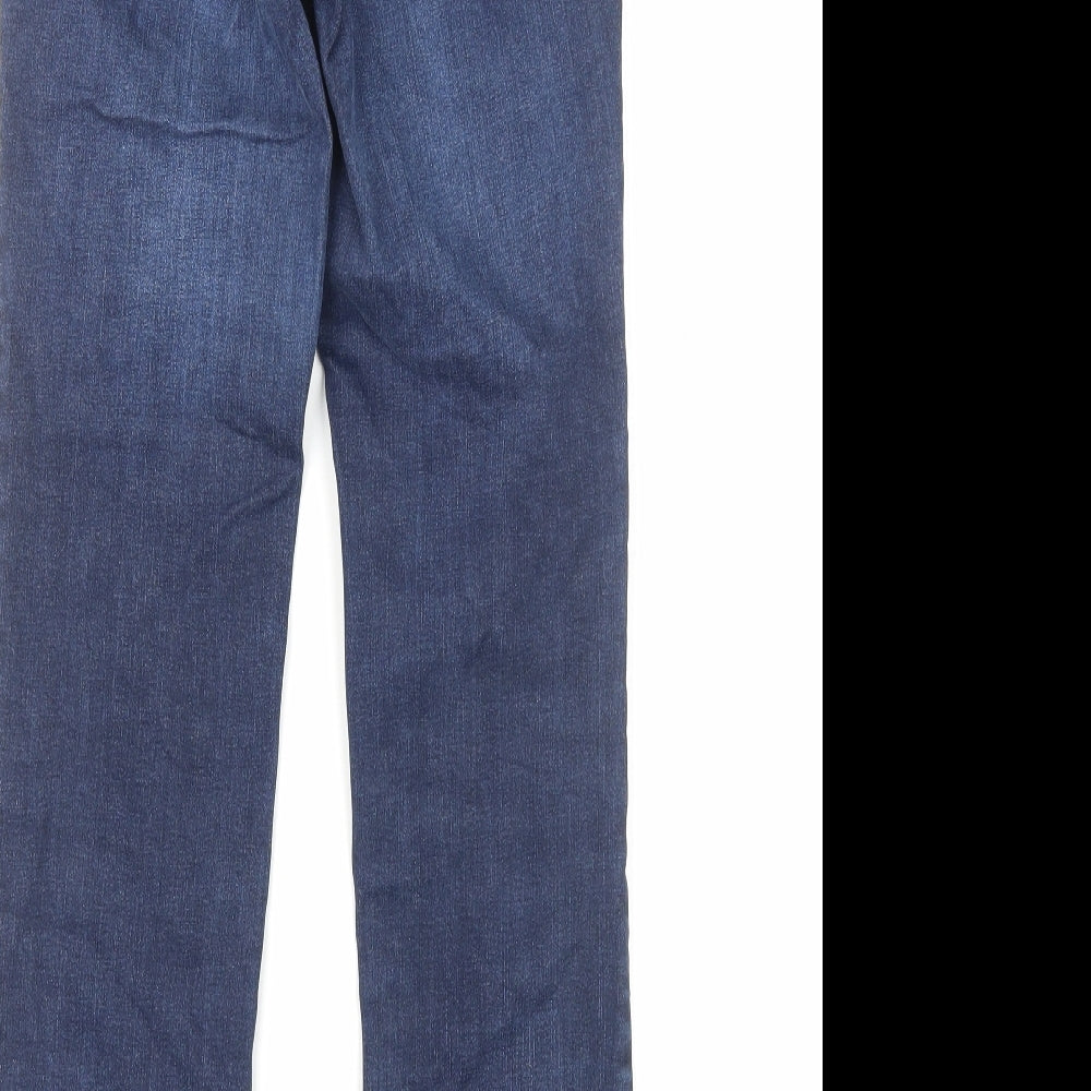 Marks and Spencer Womens Blue Cotton Straight Jeans Size 10 L28 in Regular Zip