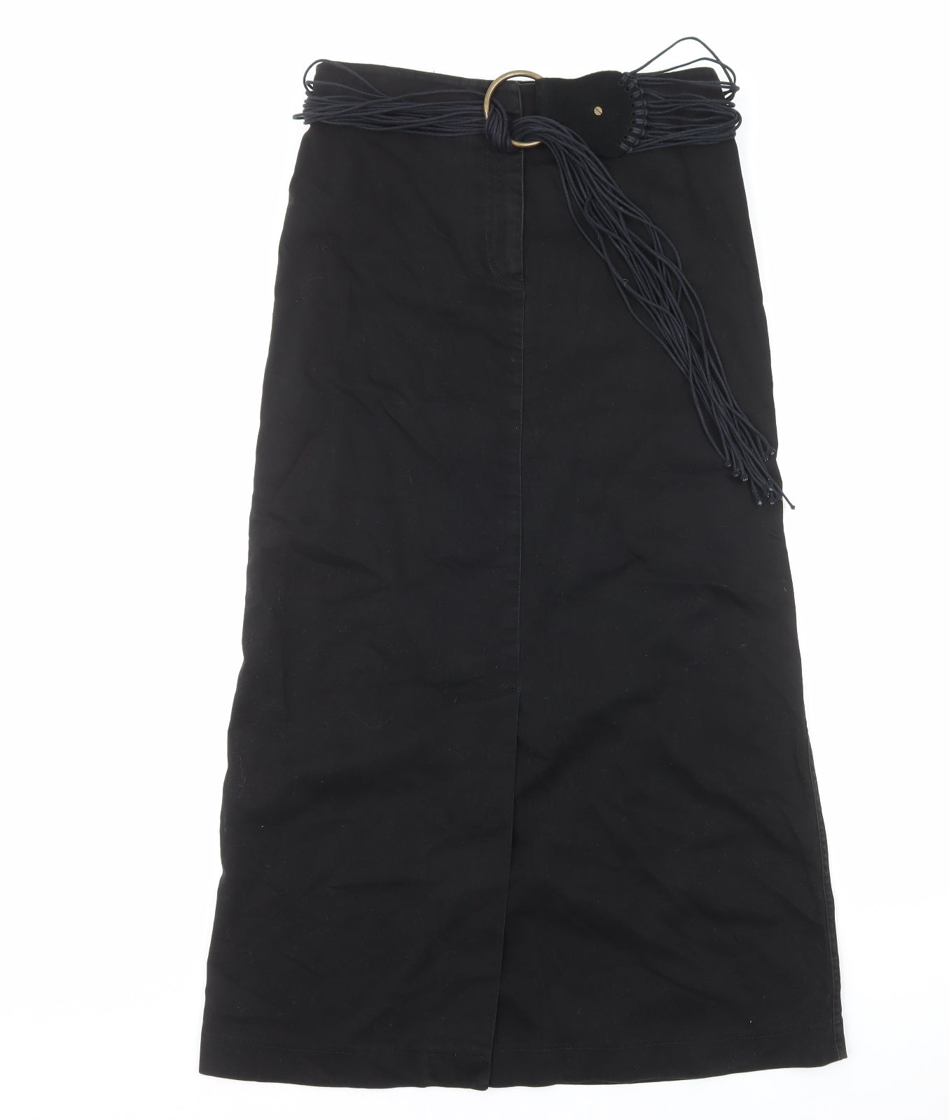 NEXT Womens Black Cotton A-Line Skirt Size 10 Zip