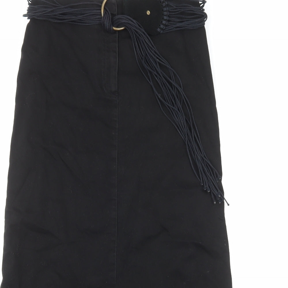 NEXT Womens Black Cotton A-Line Skirt Size 10 Zip