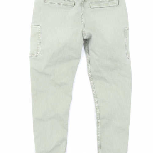 Marks and Spencer Girls Green Cotton Skinny Jeans Size 10-11 Years L24 in Regular Zip