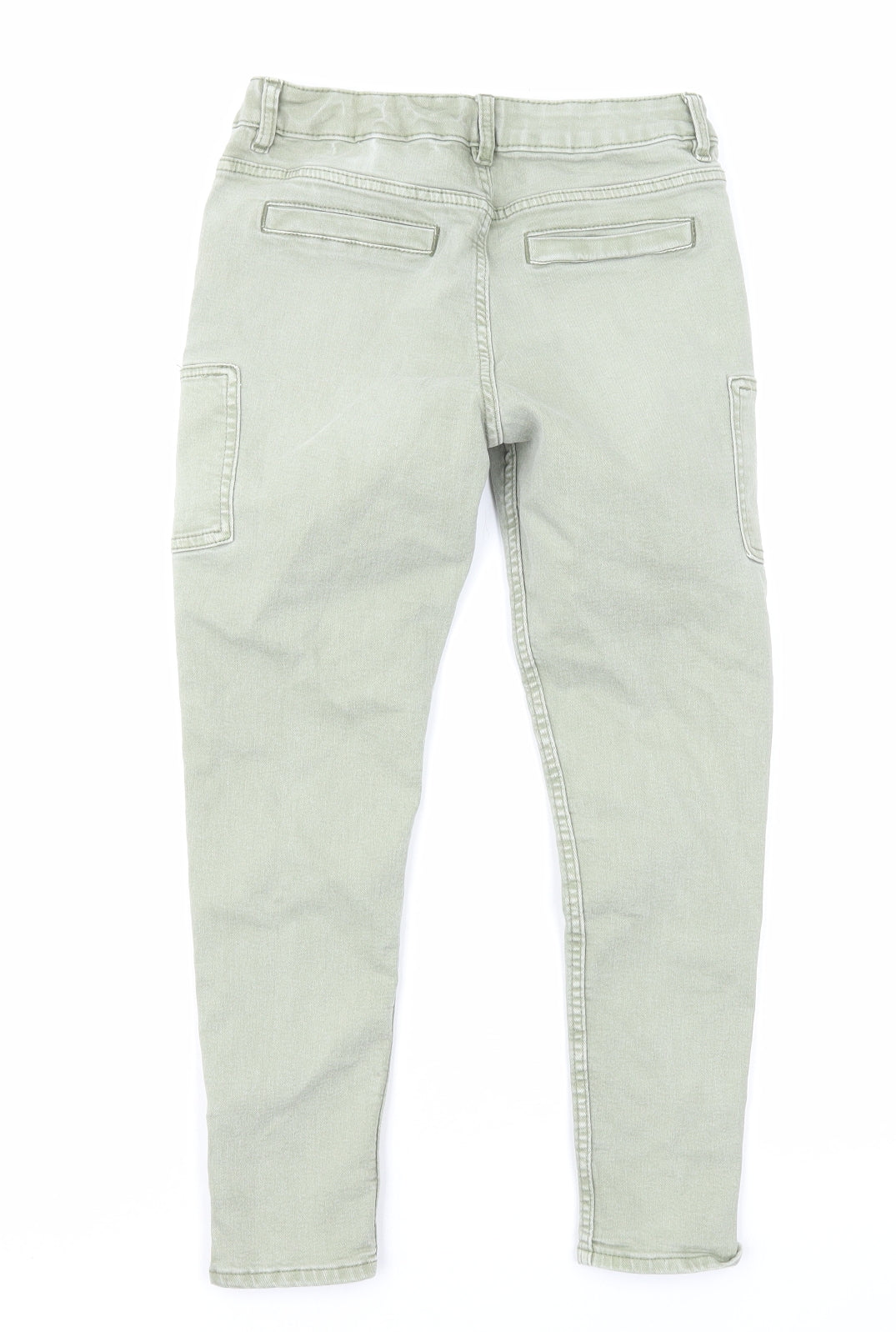 Marks and Spencer Girls Green Cotton Skinny Jeans Size 10-11 Years L24 in Regular Zip