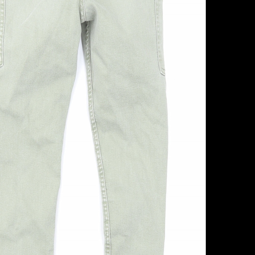Marks and Spencer Girls Green Cotton Skinny Jeans Size 10-11 Years L24 in Regular Zip