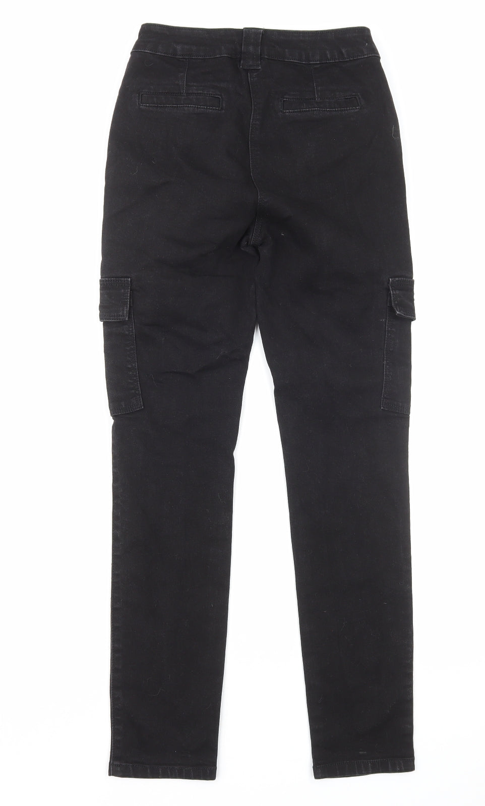 Marks and Spencer Womens Black Cotton Straight Jeans Size 6 L27 in Regular Zip