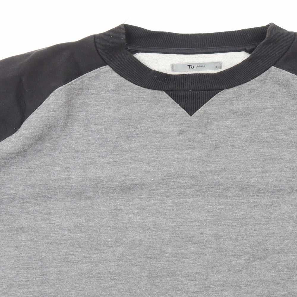 TU Mens Grey Cotton Pullover Sweatshirt Size S - Colourblock