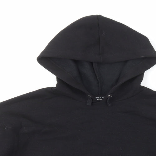 New Look Girls Black Cotton Pullover Hoodie Size 12-13 Years Pullover
