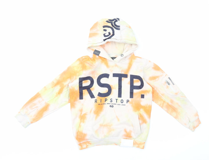 Ripstop Boys Orange Cotton Pullover Hoodie Size M Pullover - Tie Dye