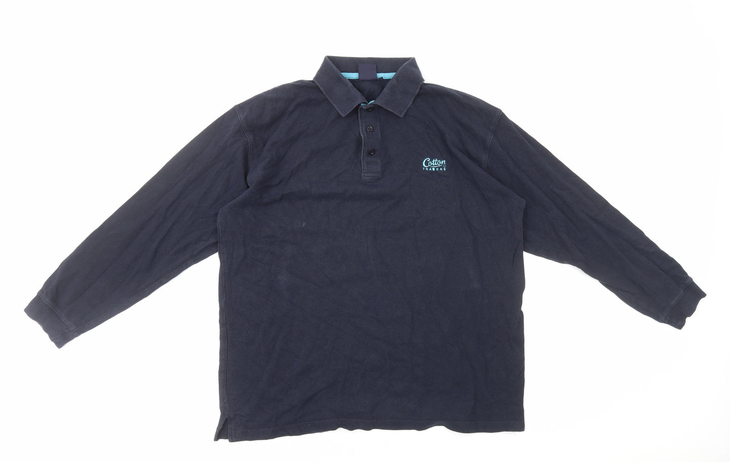 Cotton Traders Mens Blue Cotton Polo Size L Collared Pullover