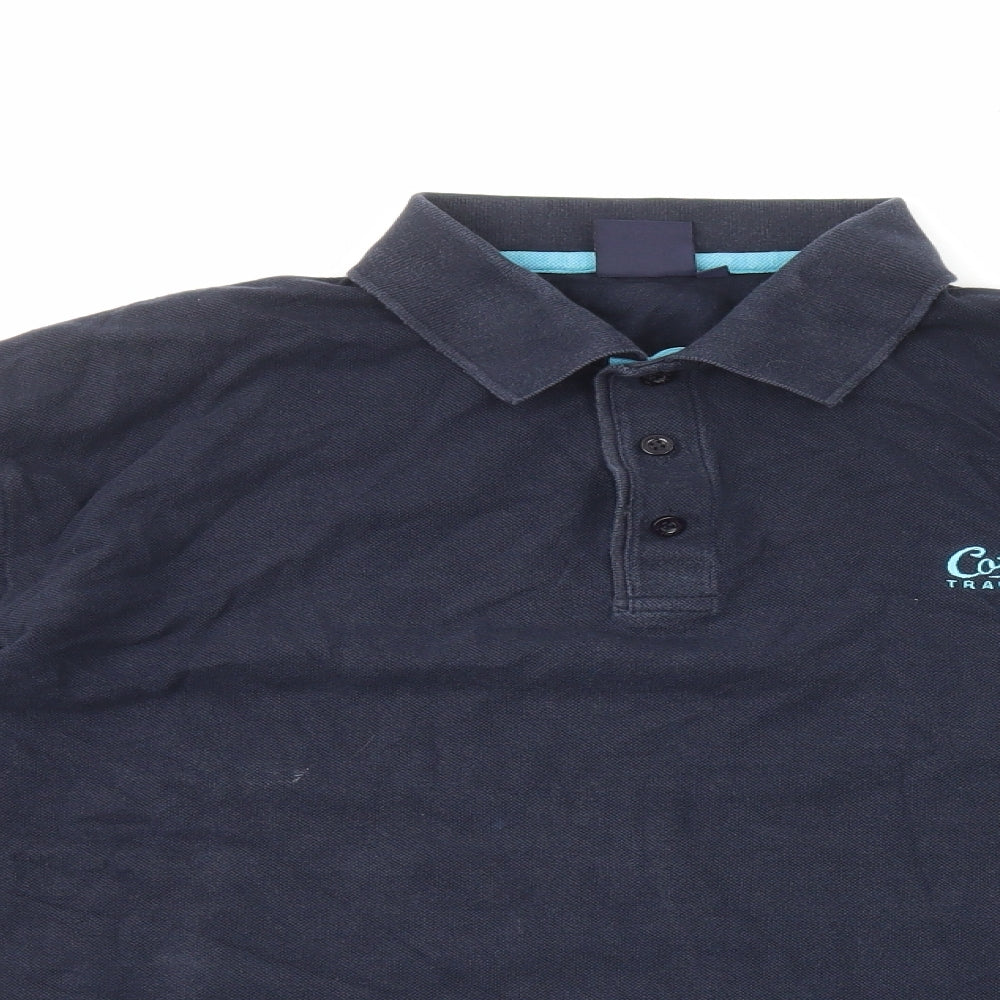 Cotton Traders Mens Blue Cotton Polo Size L Collared Pullover