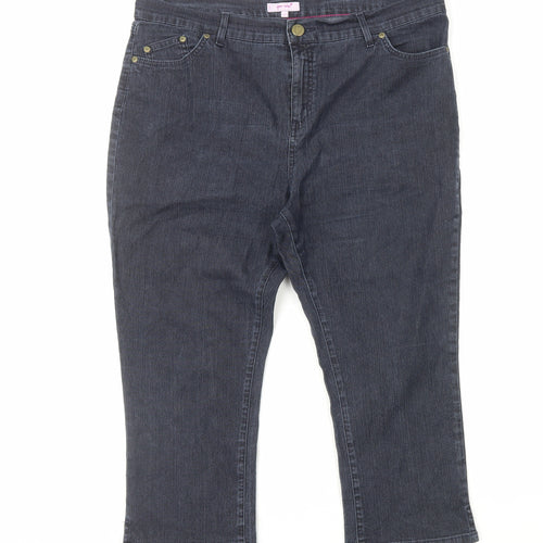 Per Una Womens Black Cotton Cropped Jeans Size 20 L23 in Regular Zip