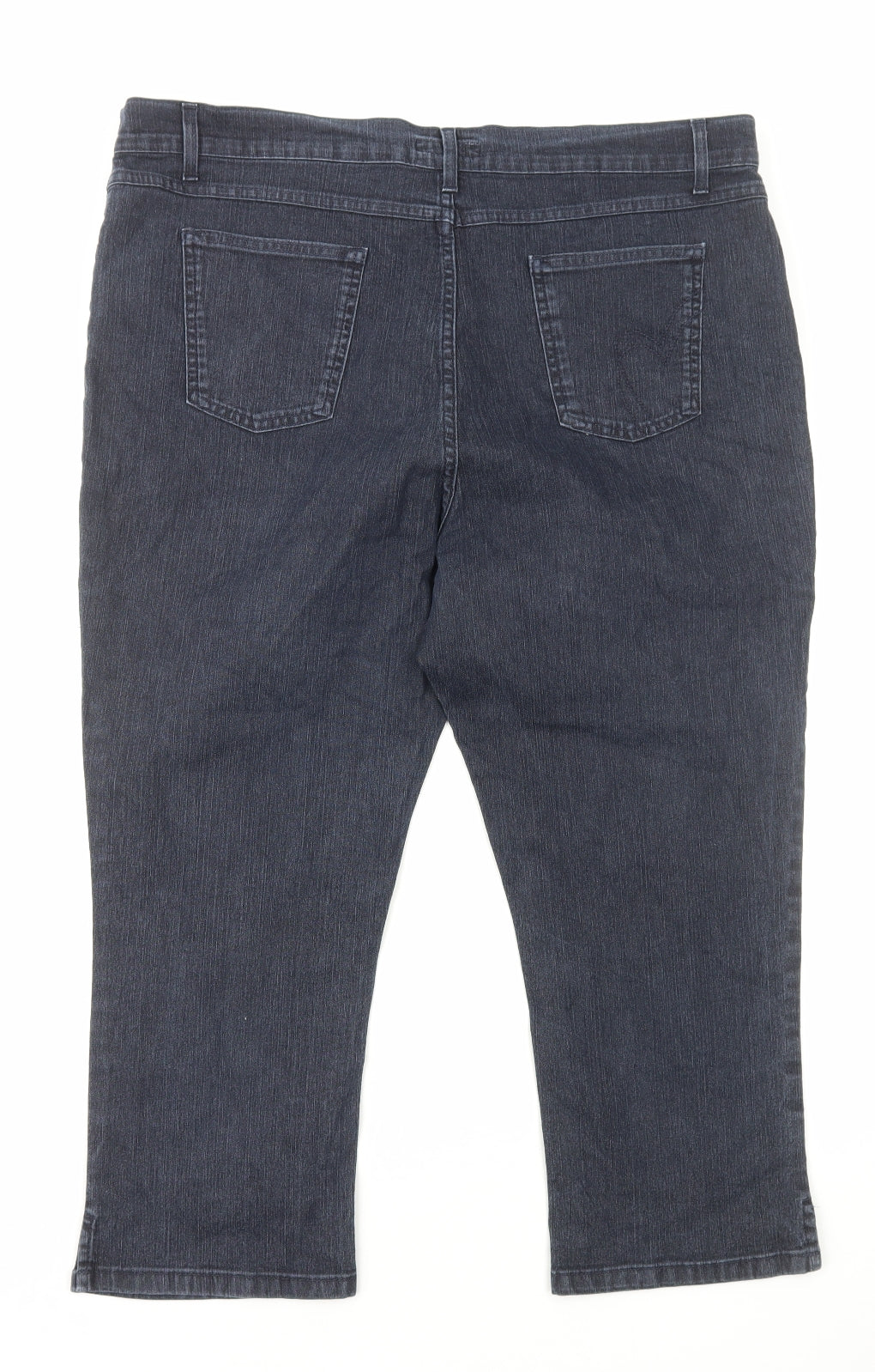 Per Una Womens Black Cotton Cropped Jeans Size 20 L23 in Regular Zip