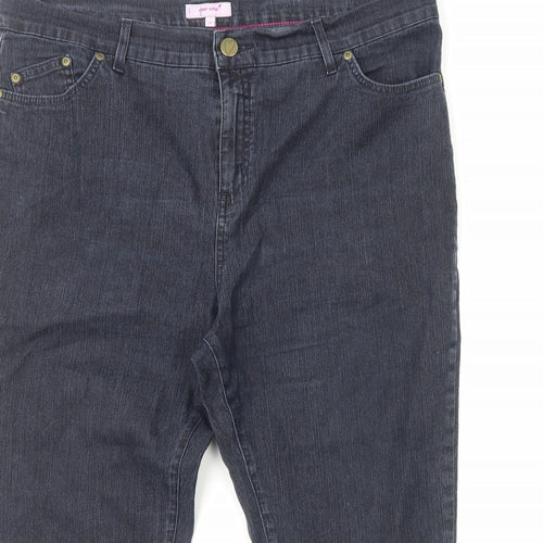 Per Una Womens Black Cotton Cropped Jeans Size 20 L23 in Regular Zip