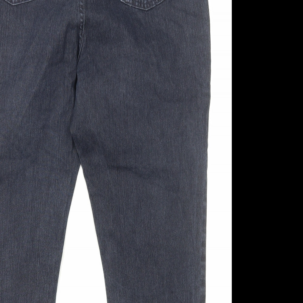 Per Una Womens Black Cotton Cropped Jeans Size 20 L23 in Regular Zip