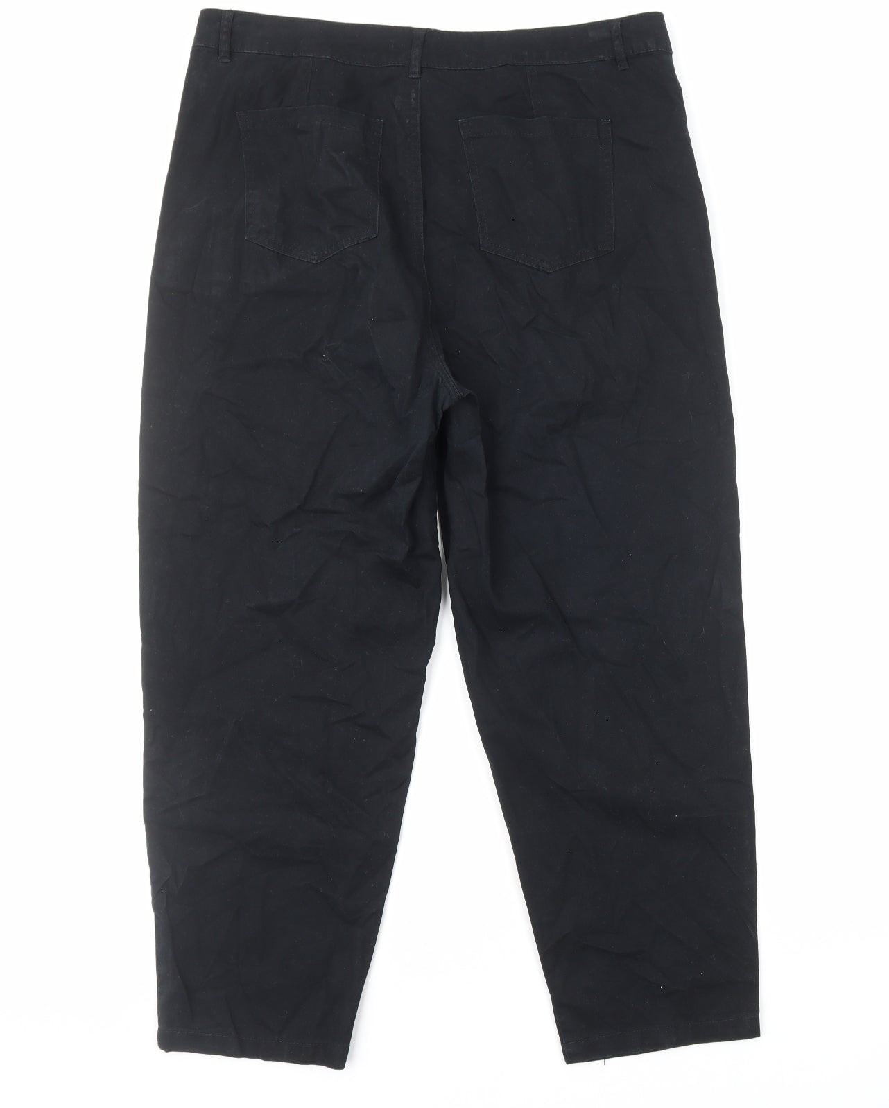 M&Co Womens Black Cotton Chino Trousers Size 14 L25 in Regular Zip