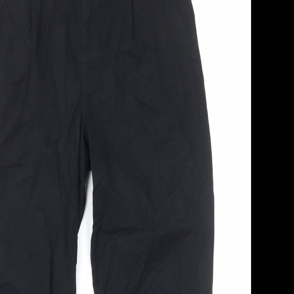 M&Co Womens Black Cotton Chino Trousers Size 14 L25 in Regular Zip