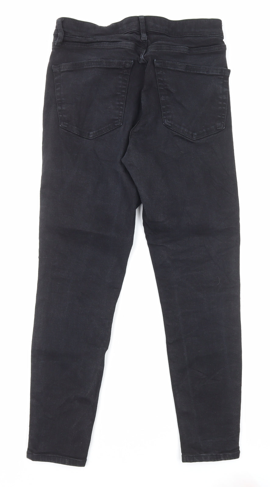 Topshop Womens Black Cotton Skinny Jeans Size 10 L26 in Regular Zip
