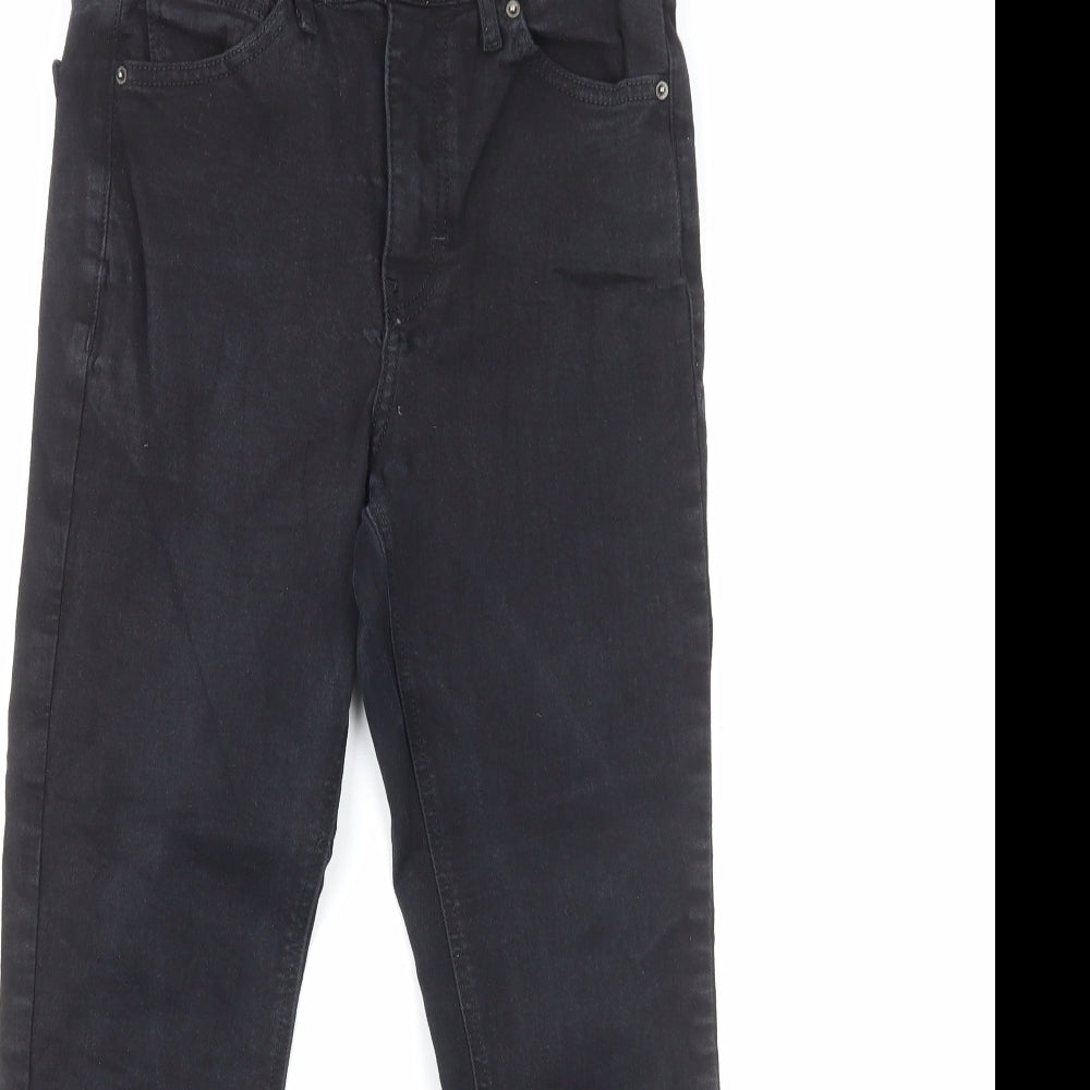 Topshop Womens Black Cotton Skinny Jeans Size 10 L26 in Regular Zip