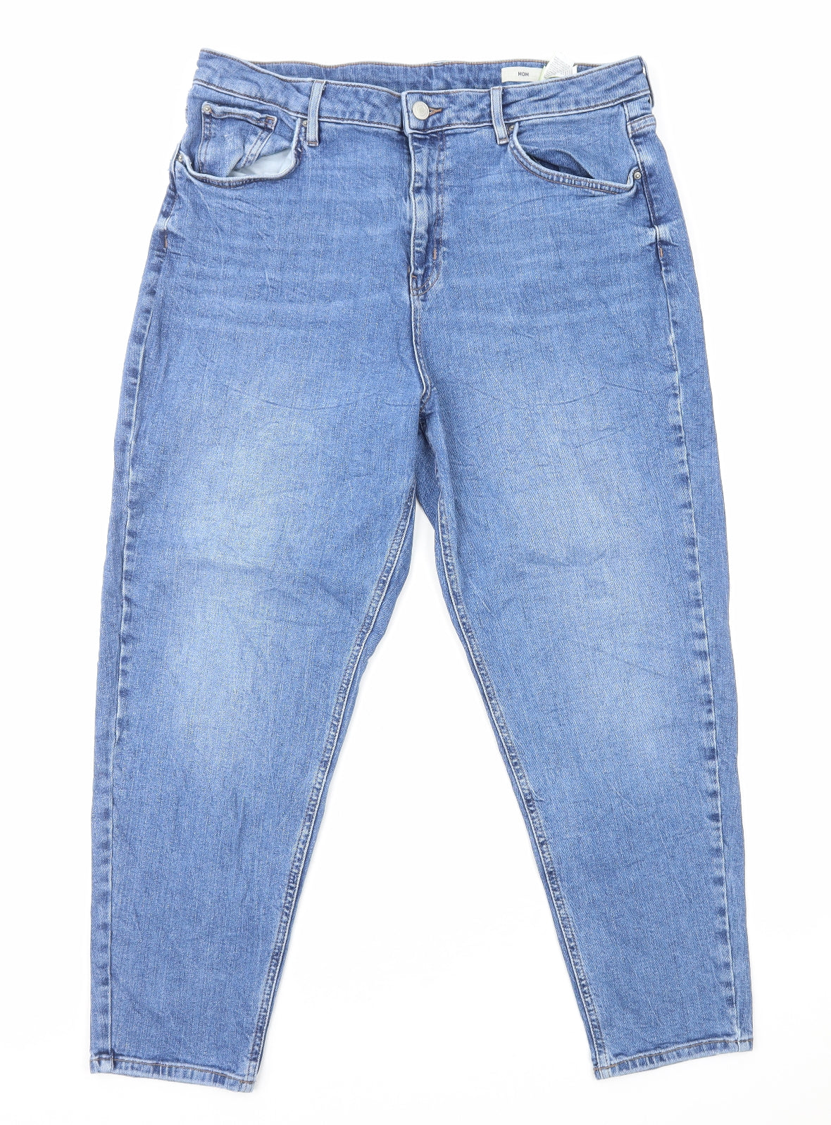 Marks and Spencer Womens Blue Cotton Skinny Jeans Size 18 L27 in Regular Zip
