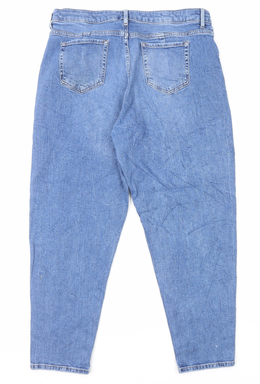 Marks and Spencer Womens Blue Cotton Skinny Jeans Size 18 L27 in Regular Zip