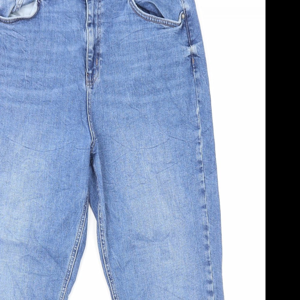 Marks and Spencer Womens Blue Cotton Skinny Jeans Size 18 L27 in Regular Zip