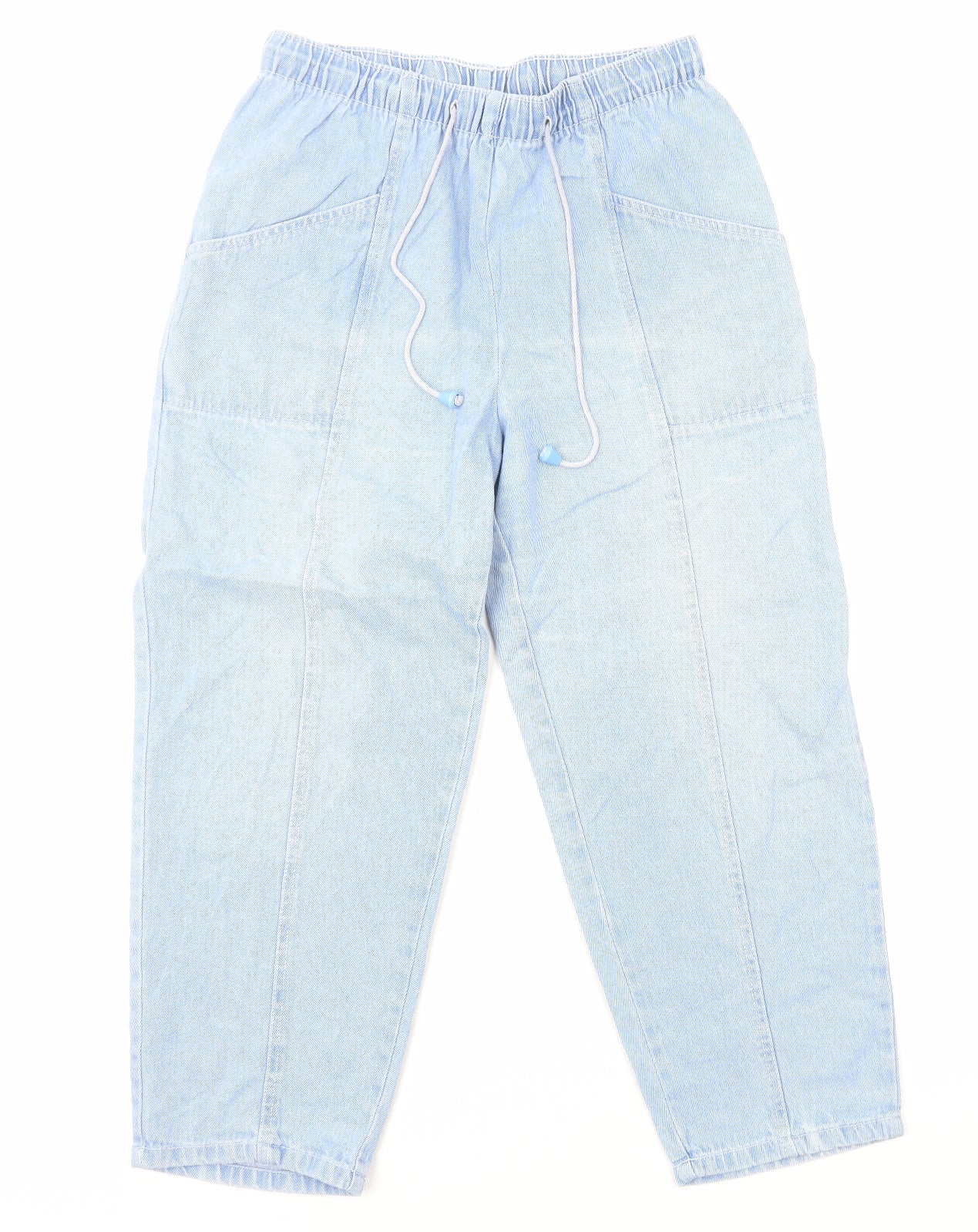 Being Casual Womens Blue Cotton Straight Jeans Size 12 L25 in Regular Drawstring