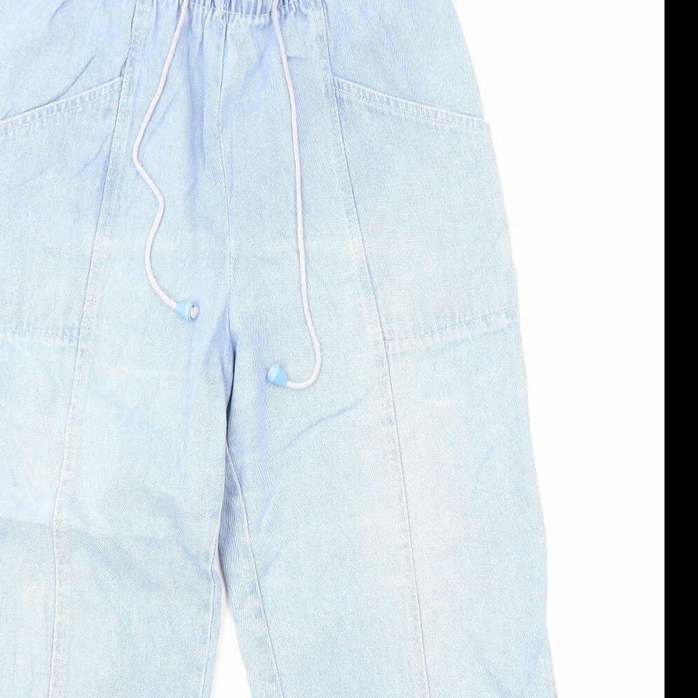 Being Casual Womens Blue Cotton Straight Jeans Size 12 L25 in Regular Drawstring