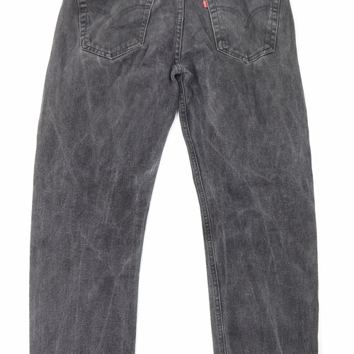 Levi's Mens Black Cotton Straight Jeans Size M L30 in Regular Zip