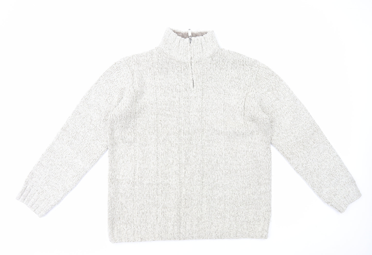 Easy Mens Ivory High Neck Acrylic Pullover Jumper Size L