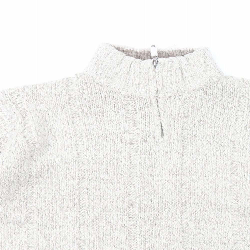 Easy Mens Ivory High Neck Acrylic Pullover Jumper Size L