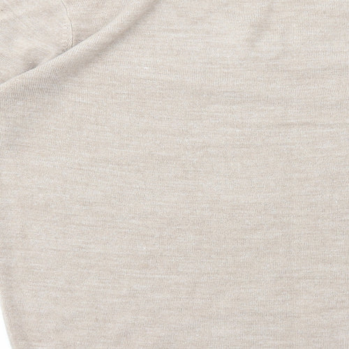 Easy Mens Beige V-Neck Acetate Pullover Jumper Size M