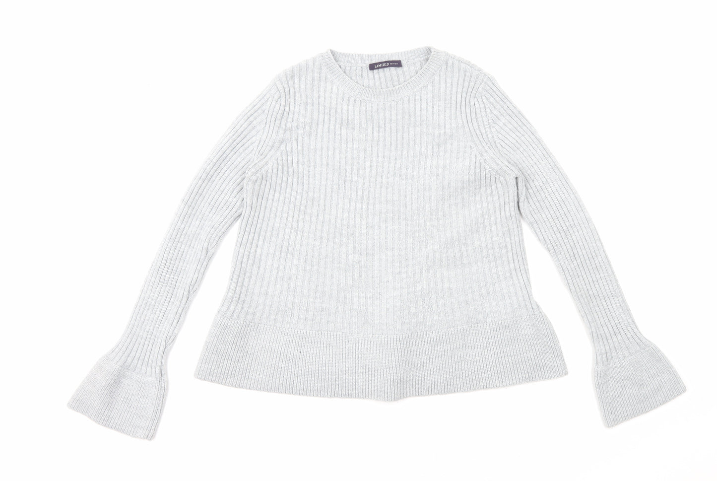 Marks and Spencer Womens Grey Round Neck Acrylic Pullover Jumper Size 8