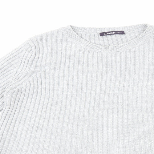 Marks and Spencer Womens Grey Round Neck Acrylic Pullover Jumper Size 8