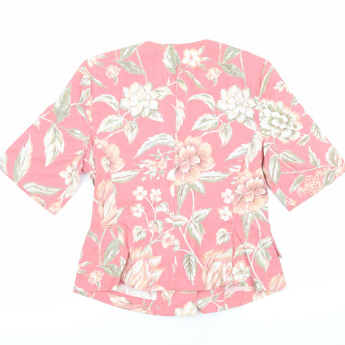 George Womens Pink Floral Jacket Size 14 Button