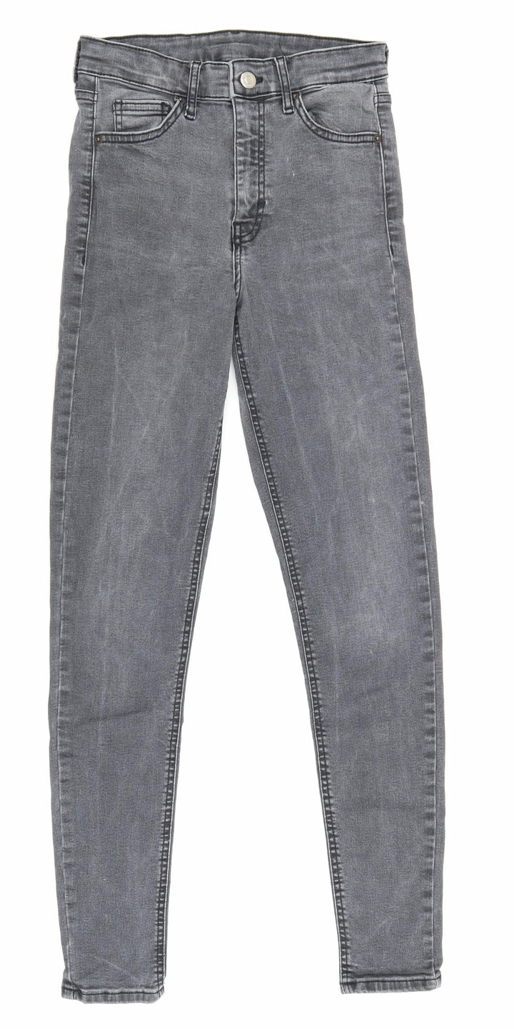 Topshop Womens Grey Cotton Straight Jeans Size 26 in L28.5 in Regular Zip