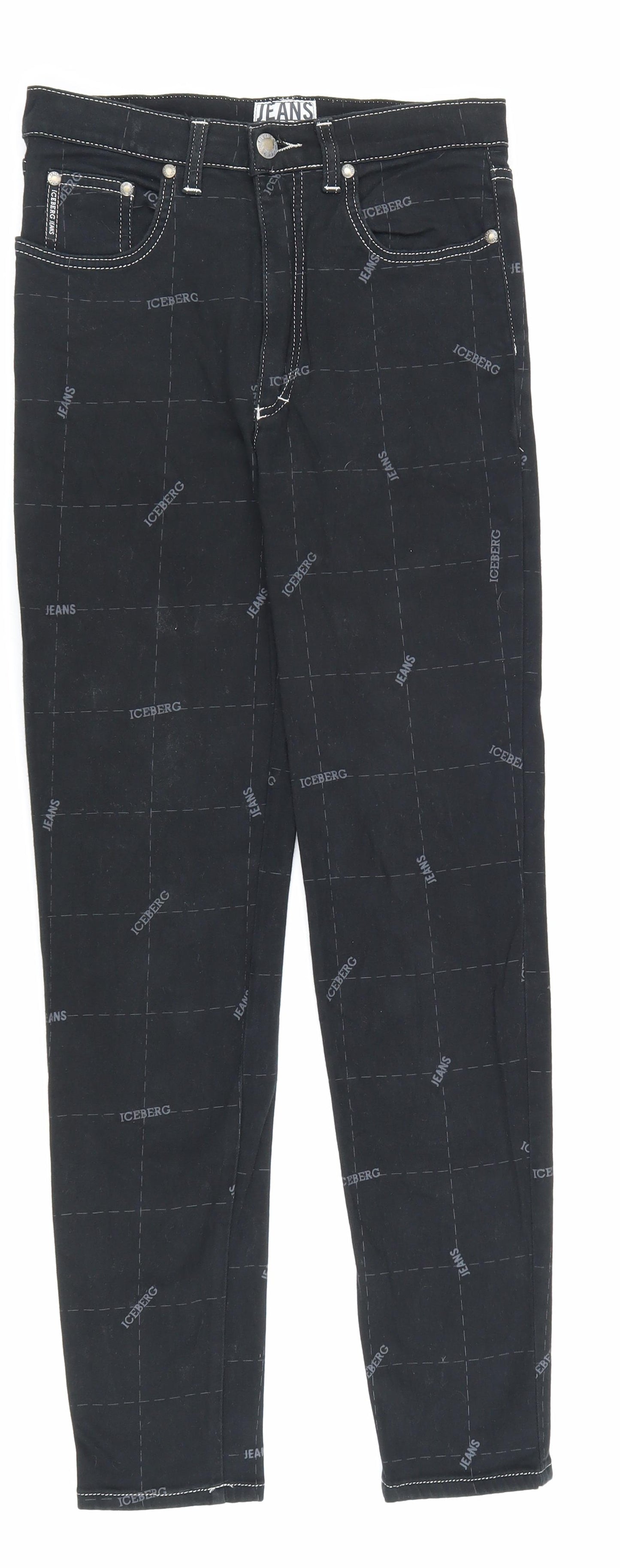 Gilmar Womens Black Geometric Cotton Skinny Jeans Size 29 in L28 in Regular Zip
