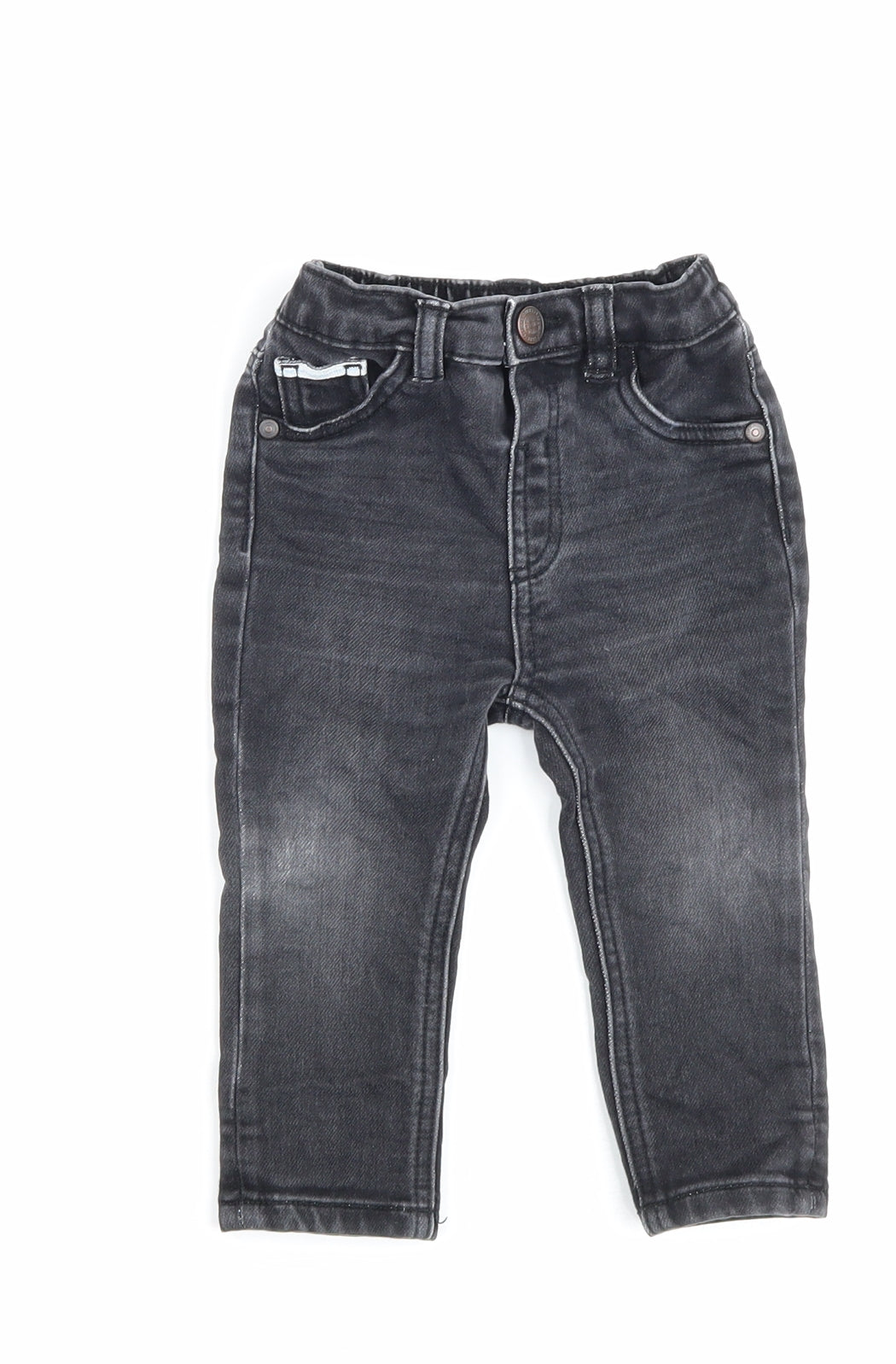 George Boys Grey Cotton Jogger Jeans Size 9-12 Months Button