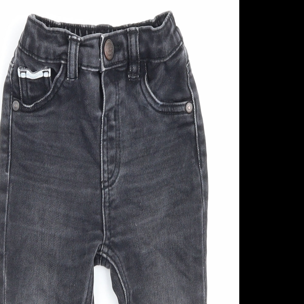 George Boys Grey Cotton Jogger Jeans Size 9-12 Months Button