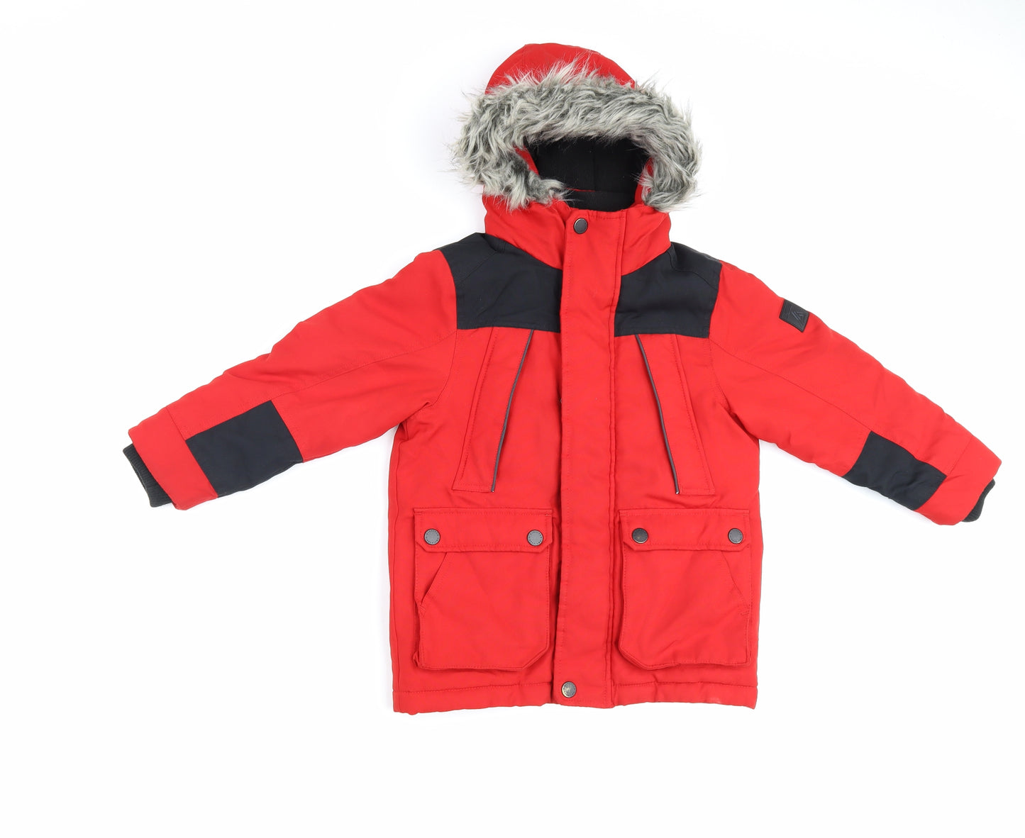 NEXT Boys Red Parka Coat Size 5 Years Zip