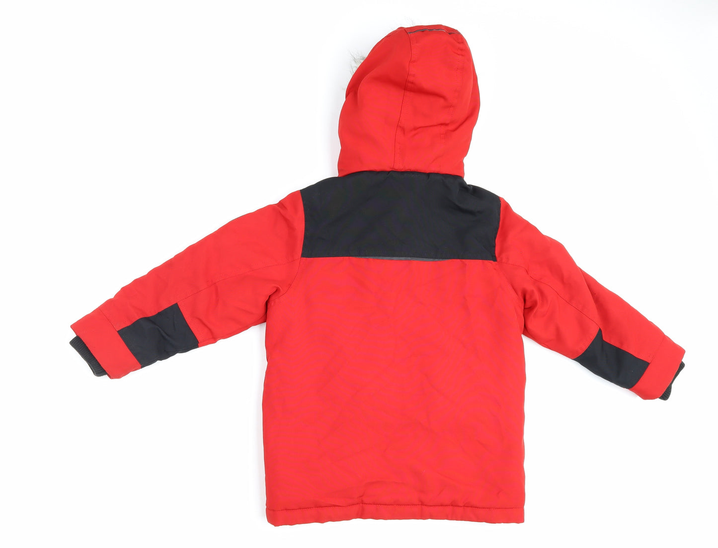 NEXT Boys Red Parka Coat Size 5 Years Zip