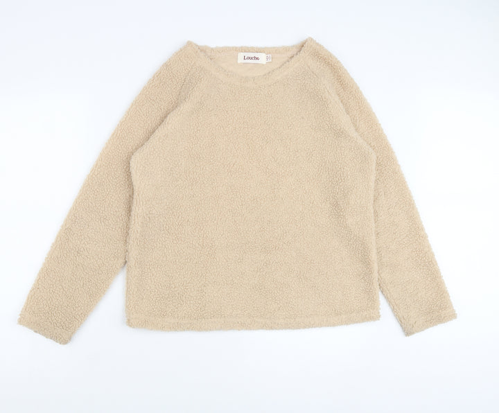 Louche Womens Beige Round Neck Polyester Pullover Jumper Size 8