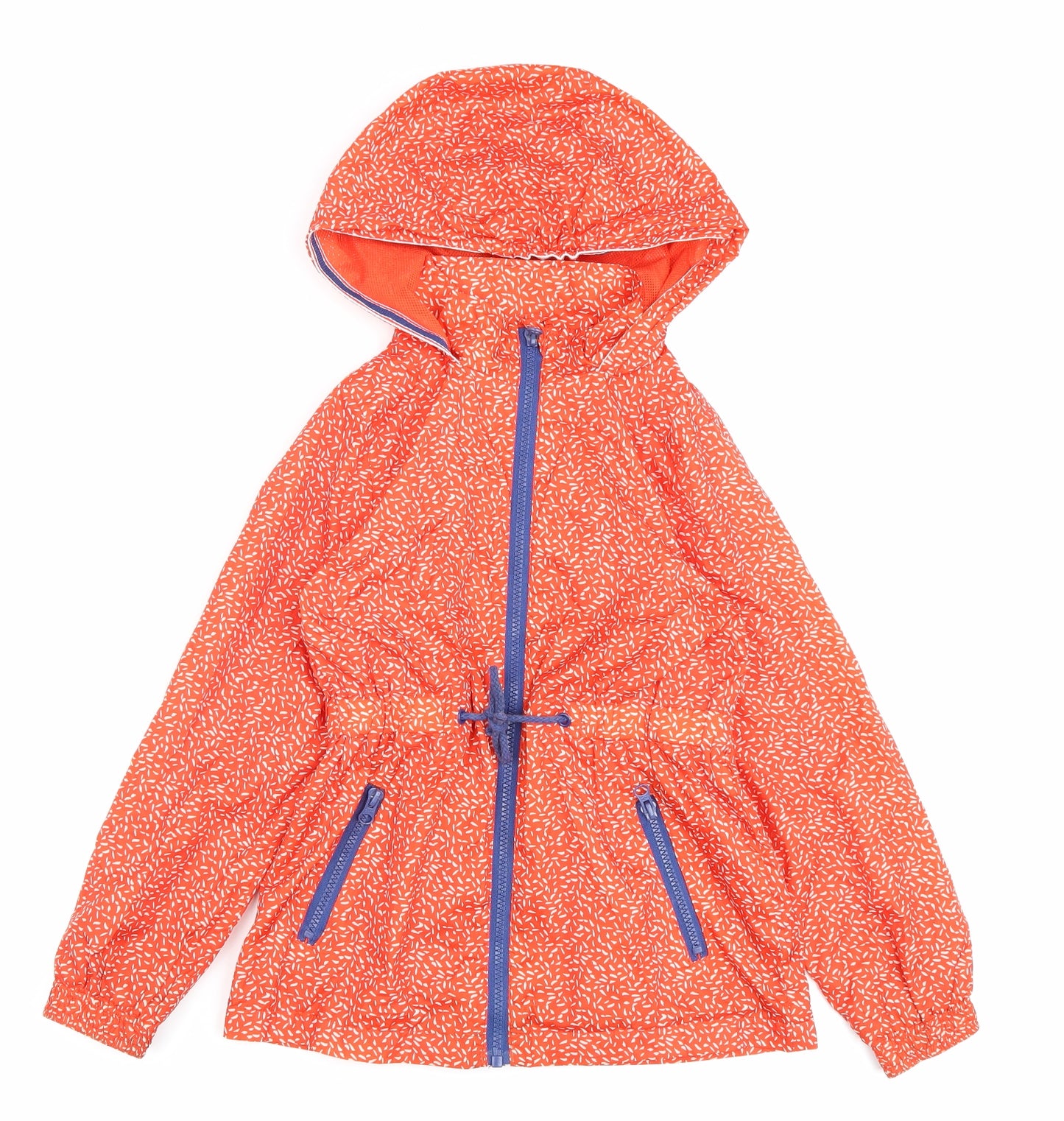 TU Girls Red Geometric Rain Coat Coat Size 7-8 Years Zip