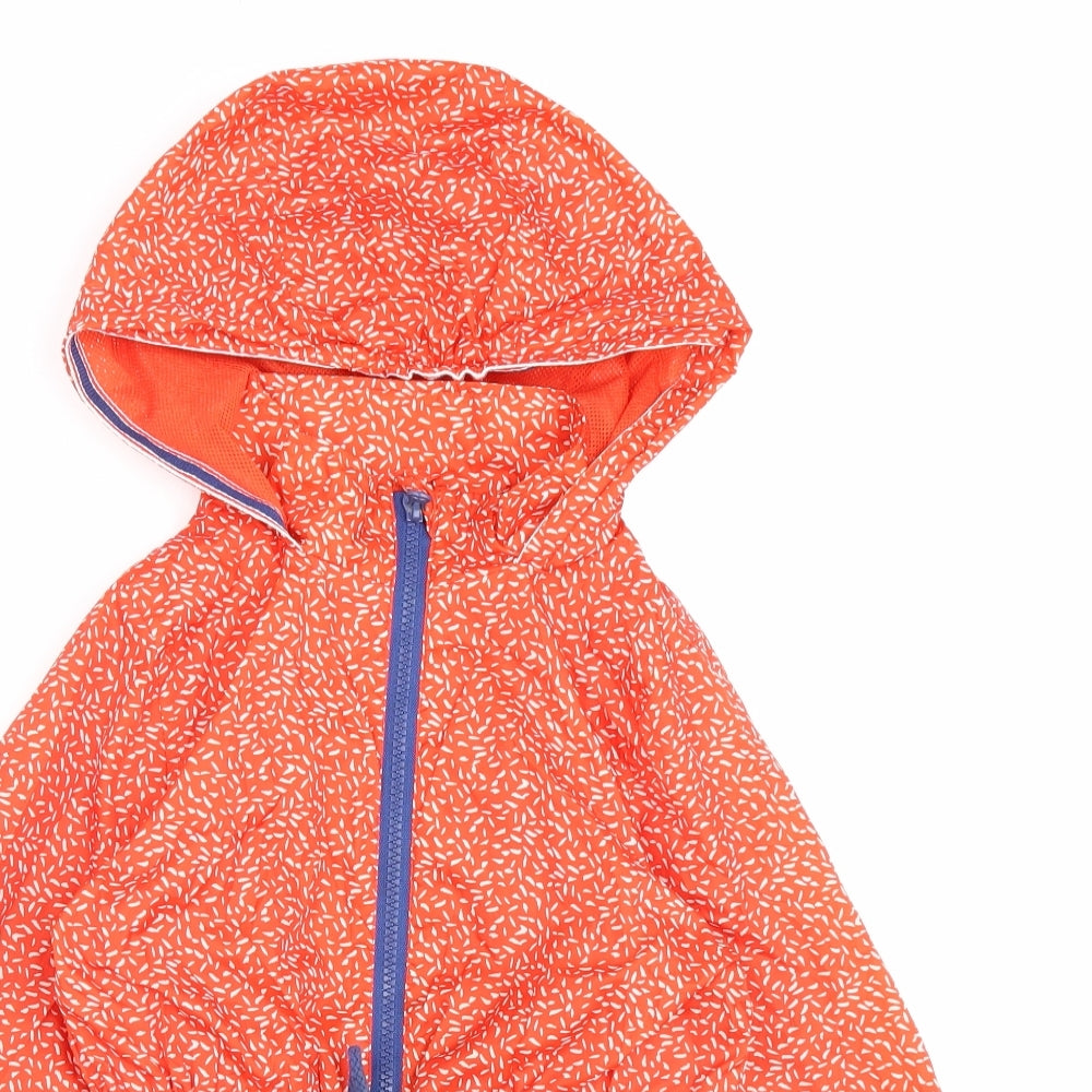 TU Girls Red Geometric Rain Coat Coat Size 7-8 Years Zip