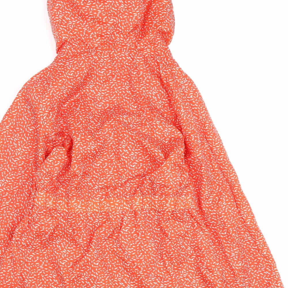 TU Girls Red Geometric Rain Coat Coat Size 7-8 Years Zip